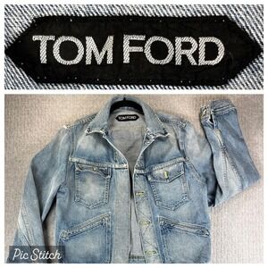 TOM FORD denim trucker Jacket Men L Made in USA light wash TFD100 (7) (BiJ11)